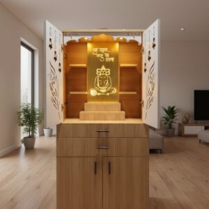 Sliding Door Wooden Pooja Mandir