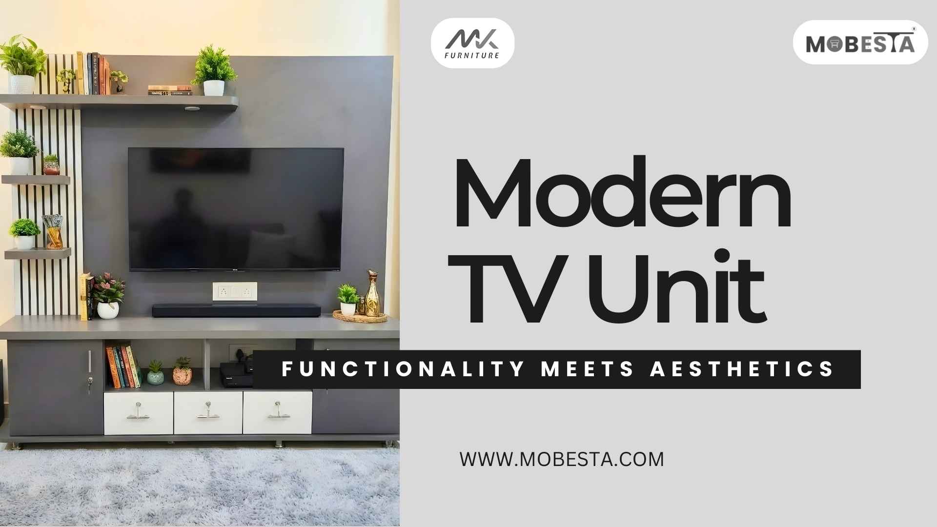 Contemporary wooden TV wall system