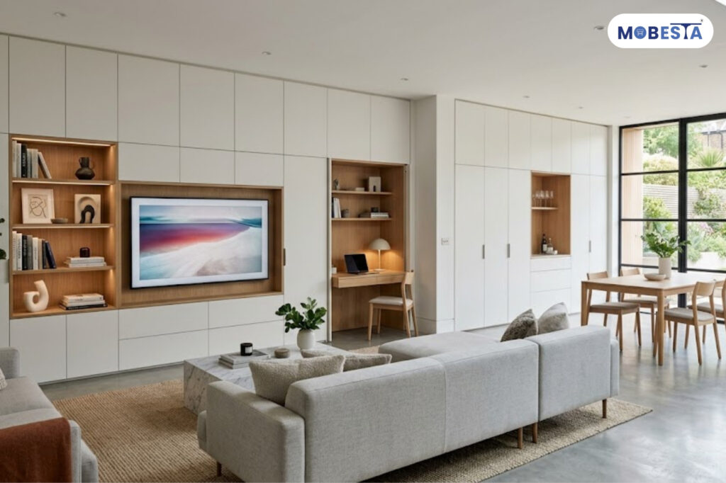 seamless wall integrated furniture ideas