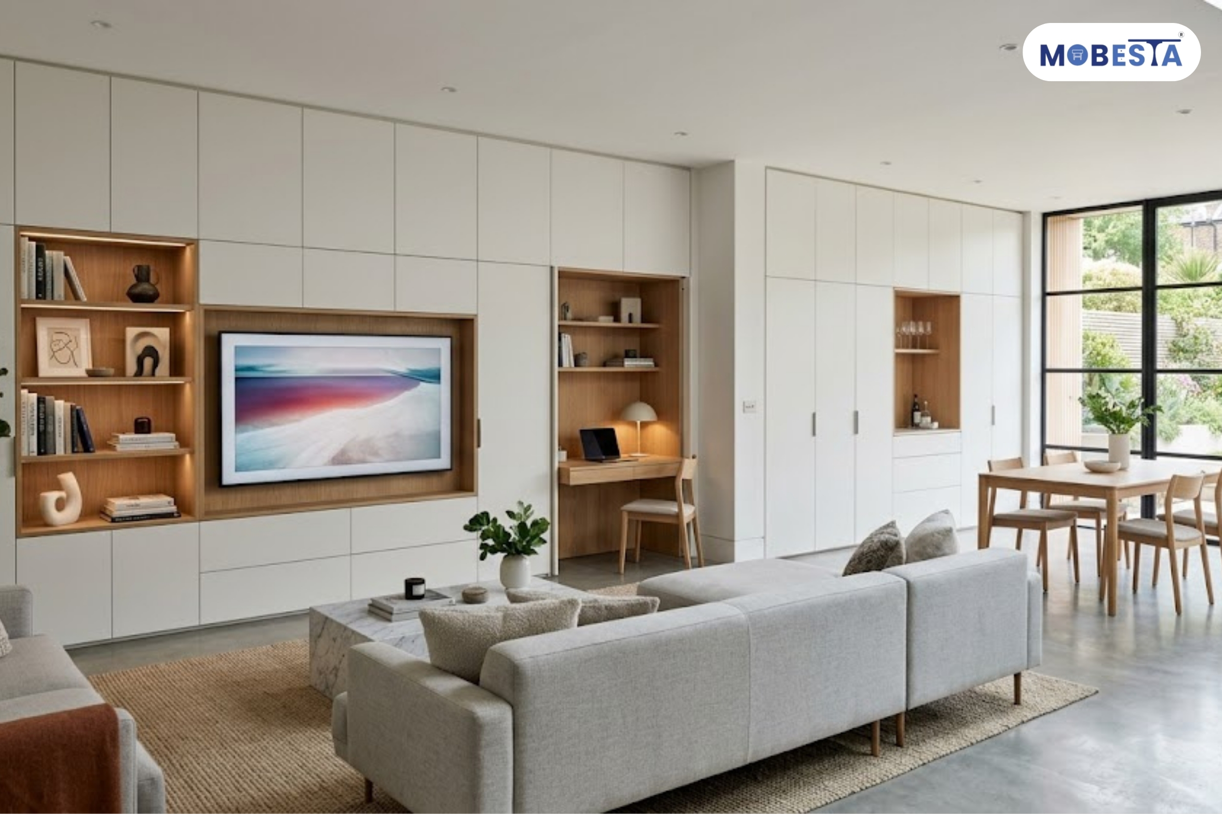 seamless wall integrated furniture ideas