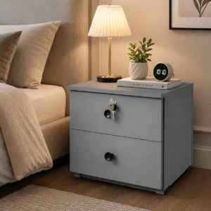 Bedside Table with 2 Drawers – 15×15×15 Inch