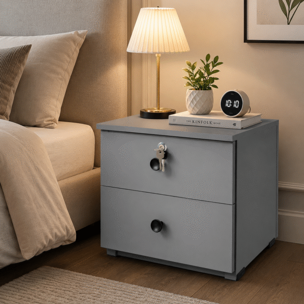 Bedside Table with 2 Drawers – 15×15×15 Inch