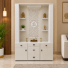 Modern White Home Pooja Mandir Unit with Storage
