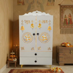 Premium All-White Home Temple Cabinet