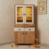 Dual-Tone Fluted Glass Home Temple Cabinet