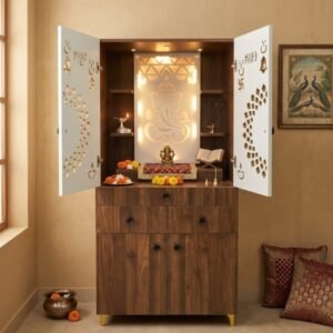 Large Wood and White Temple for Home - Elegant Design with Storage